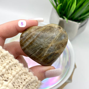 Labradorite Orange Flashy Hearts