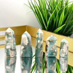Green Flower Agate Towers