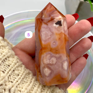 Carnelian x Flower Agate Towers - Rare