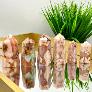 Carnelian x Flower Agate Towers - Rare