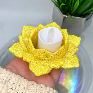 LOTUS CANDLE HOLDER / TRINKET DISH - YELLOW