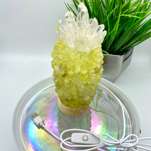 Citrine HTA & Clear Quartz Pineapple Lamp