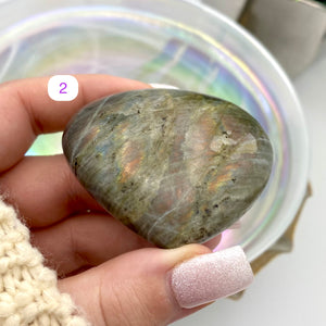 Labradorite Orange Flashy Hearts