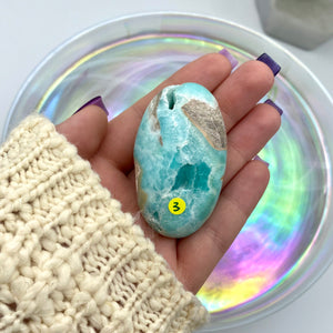 Blue Aragonite Palm Stones