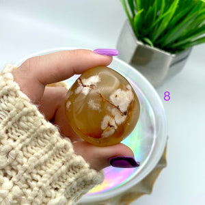 Flower Agate Palm Stones