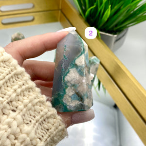 Green Flower Agate Towers