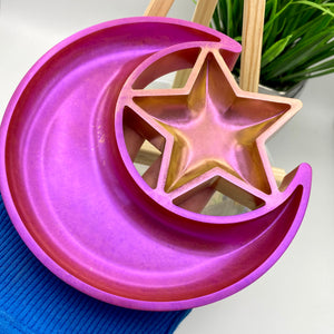 CRESCENT MOON & STAR TRAY / DISH / BOWL - PINK