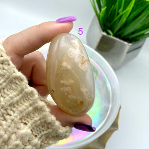 Flower Agate Palm Stones