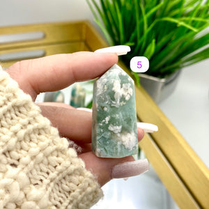 Green Flower Agate Towers