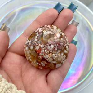 Carnelian X Flower Agate Palm Stone
