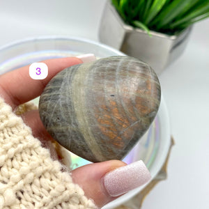 Labradorite Orange Flashy Hearts