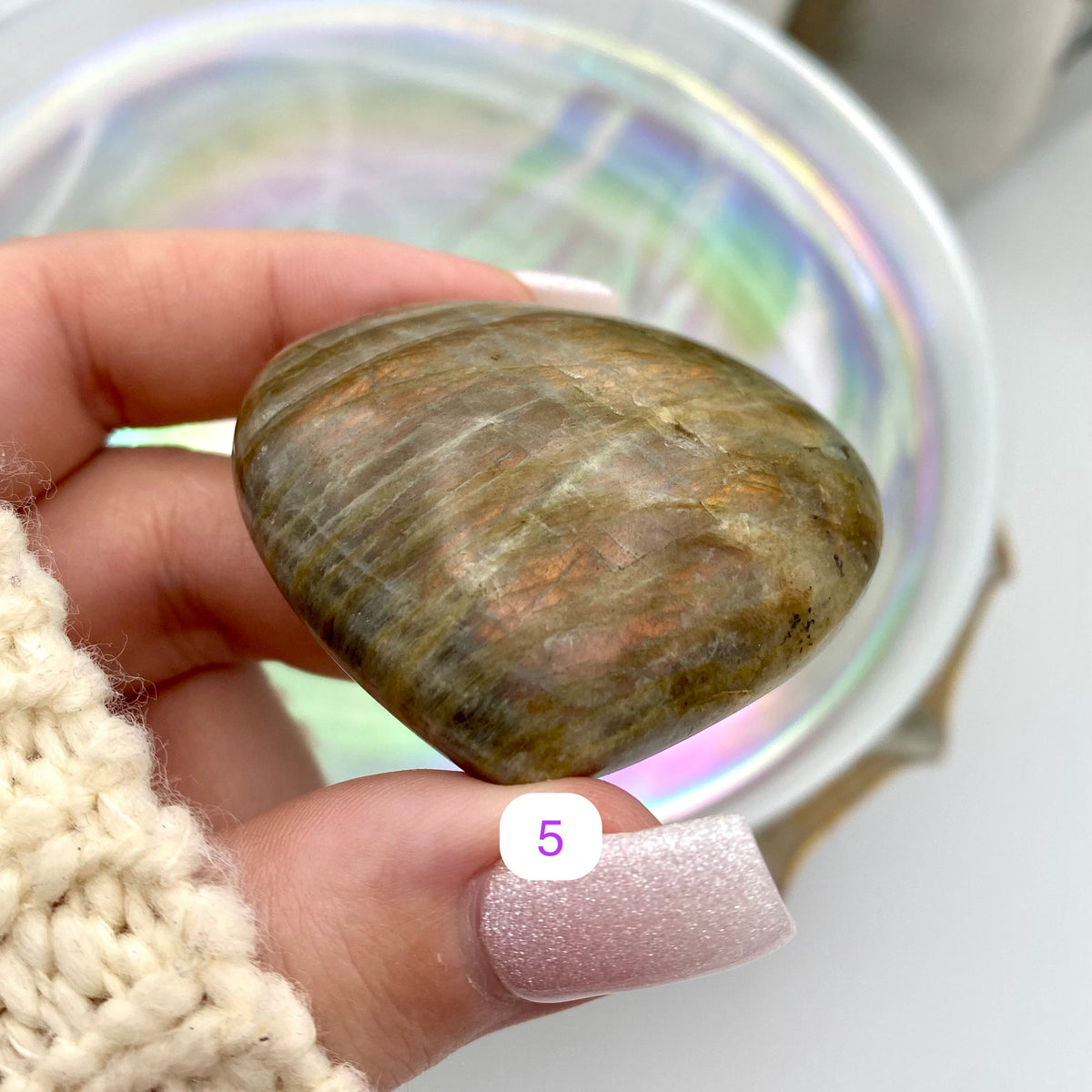 Labradorite Orange Flashy Hearts