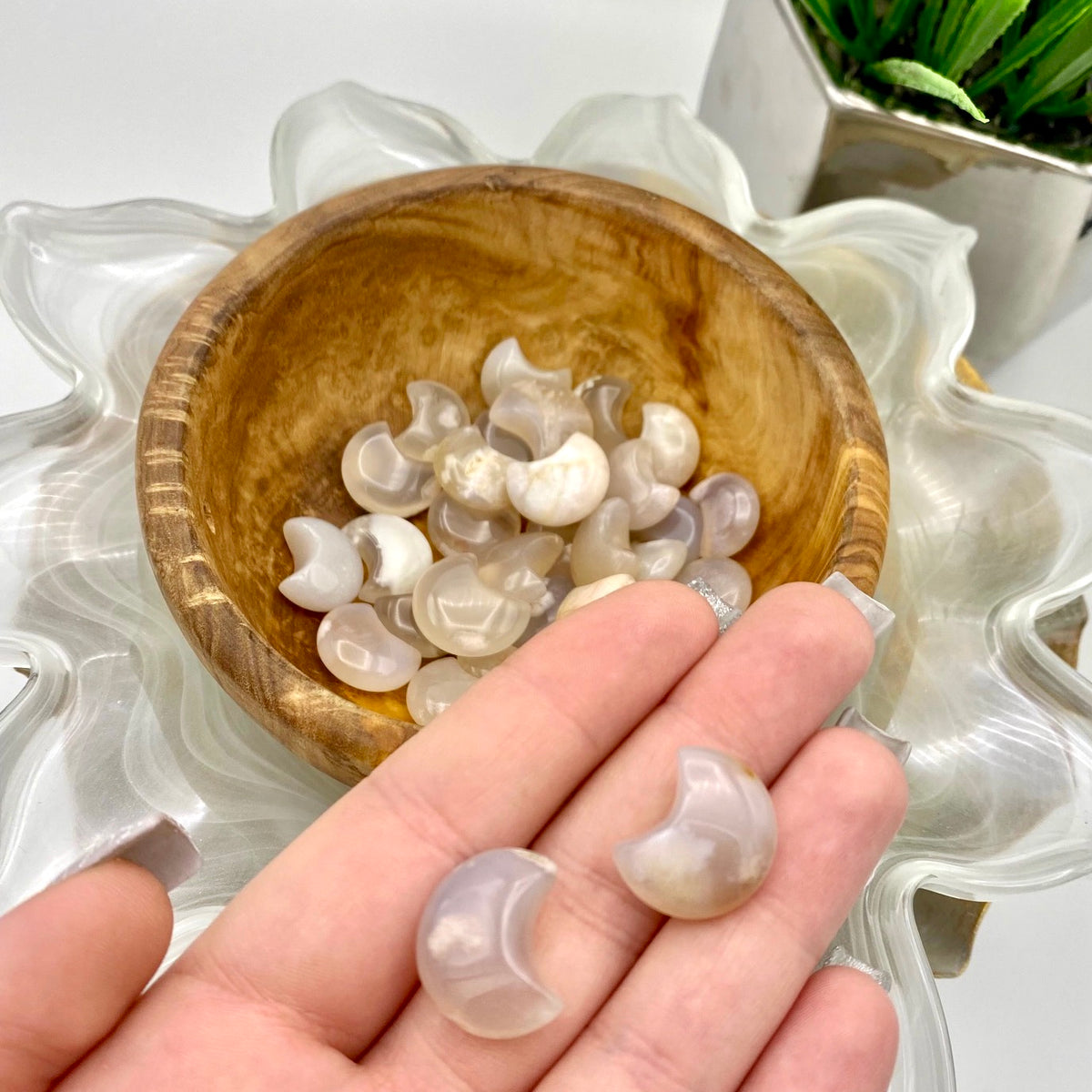 Flower Agate Mini Moon