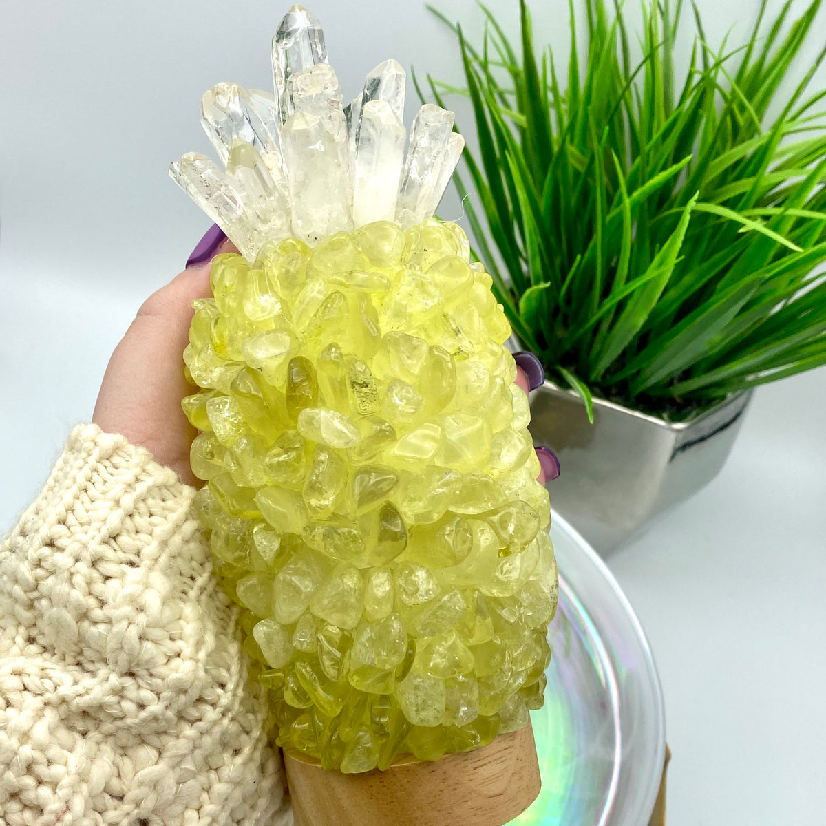 Citrine HTA & Clear Quartz Pineapple Lamp