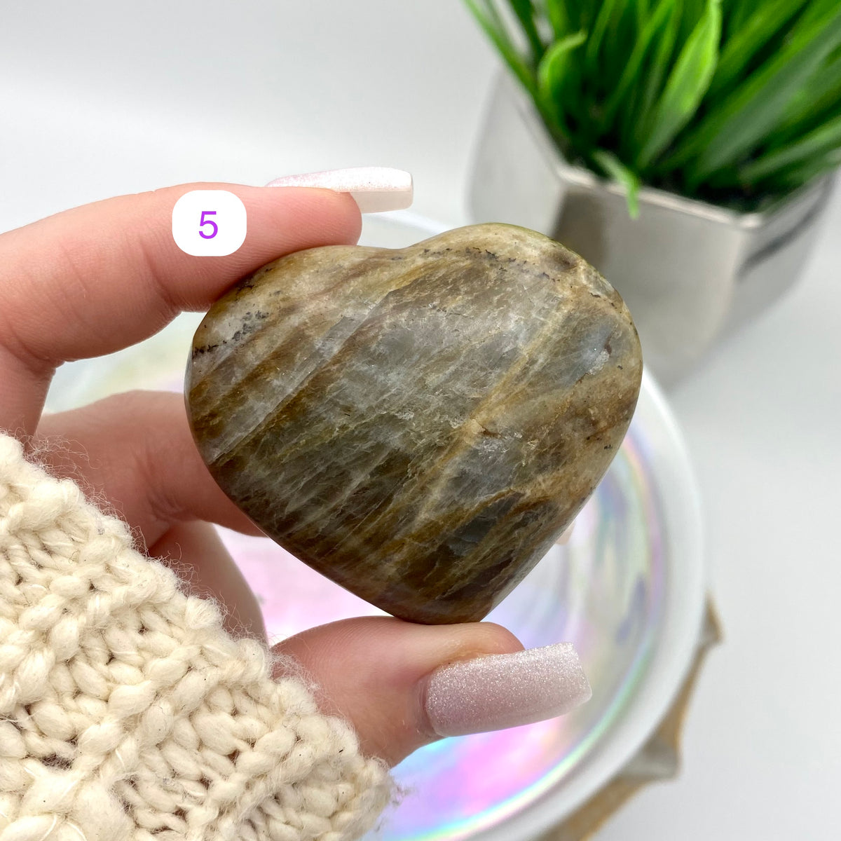 Labradorite Orange Flashy Hearts