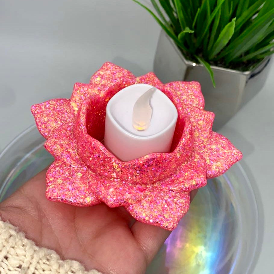 LOTUS CANDLE HOLDER / TRINKET DISH - PINK