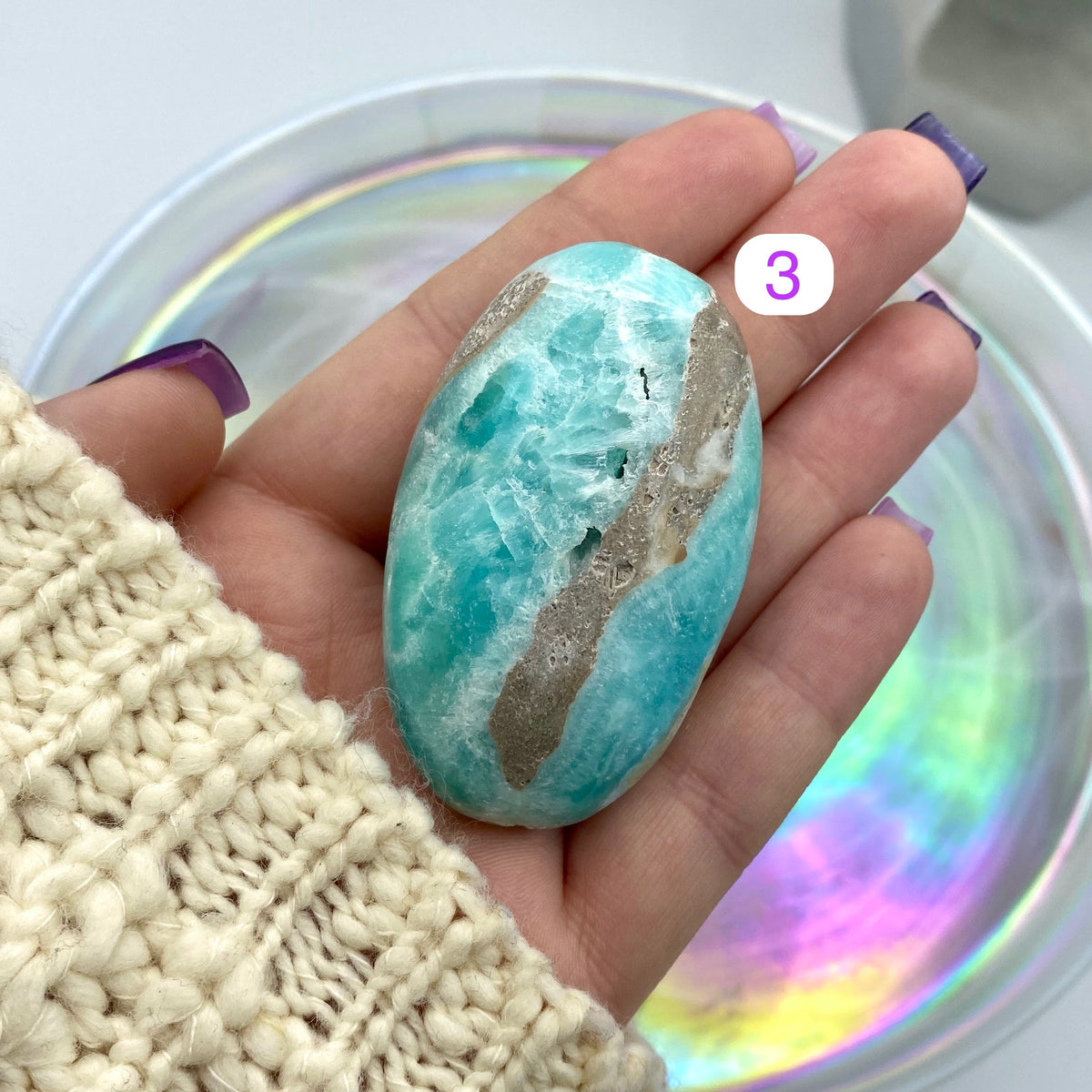 Blue Aragonite Palm Stones