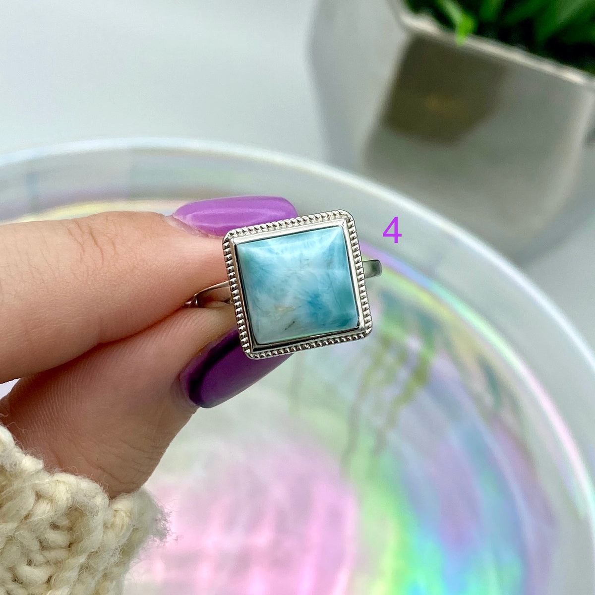 Larimar Square Rings