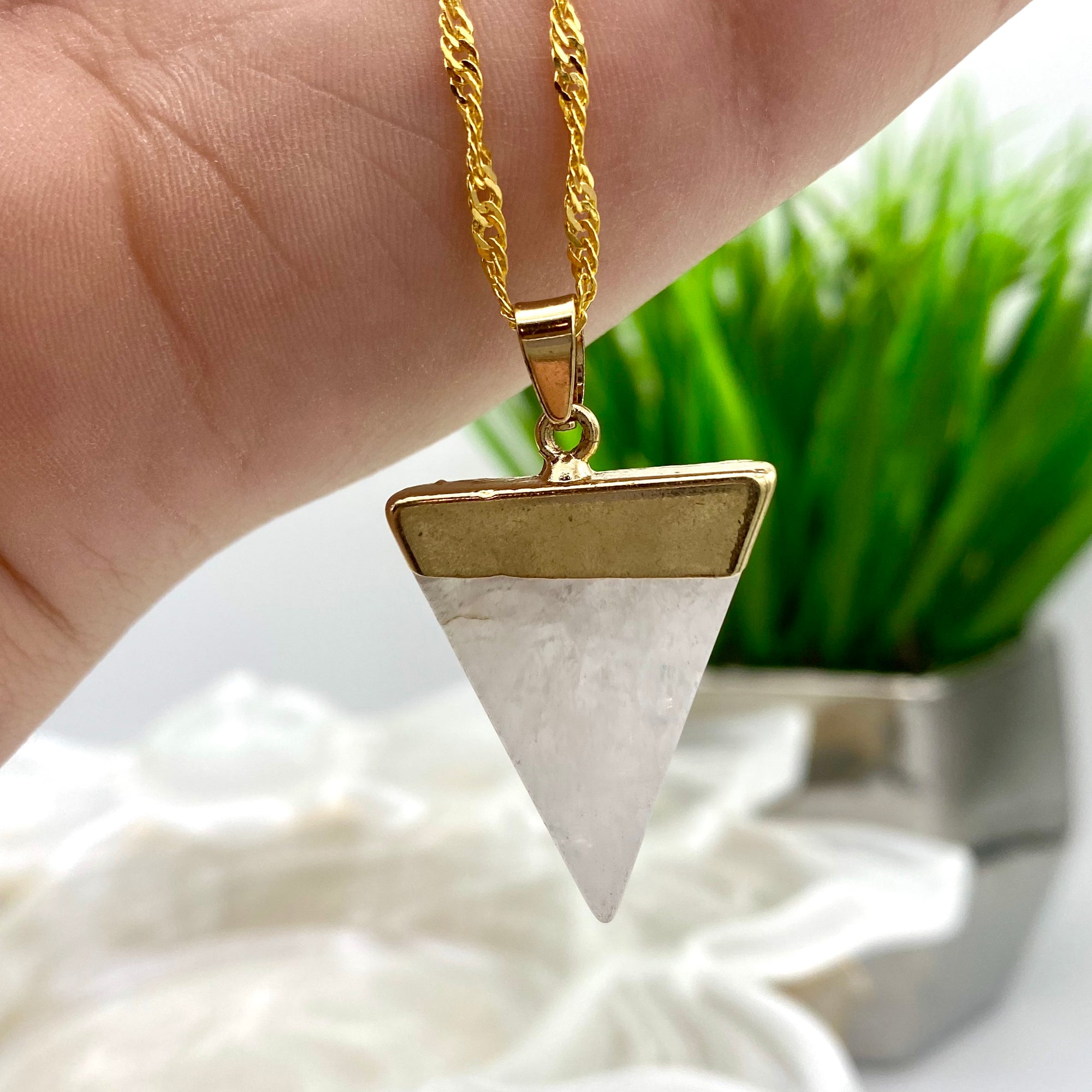 Clear Quartz Triangle Necklace