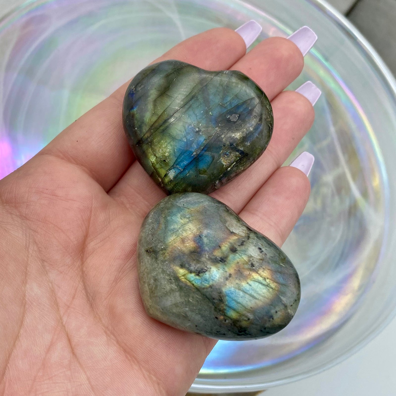 Labradorite Flashy Hearts