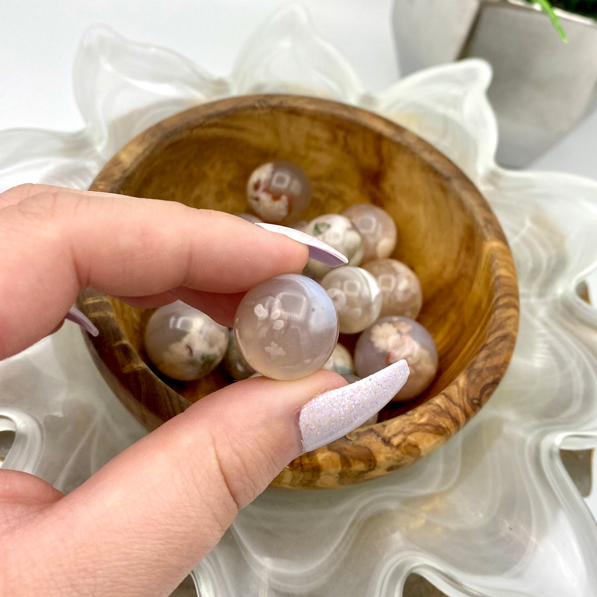 Flower Agate Spheres