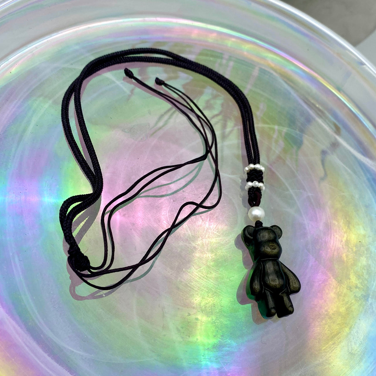 Gold Sheen Obsidian Teddy Bear Necklace