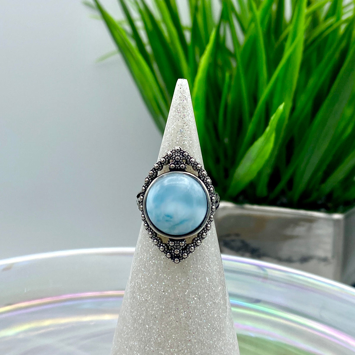 Larimar Diamond Style Rings