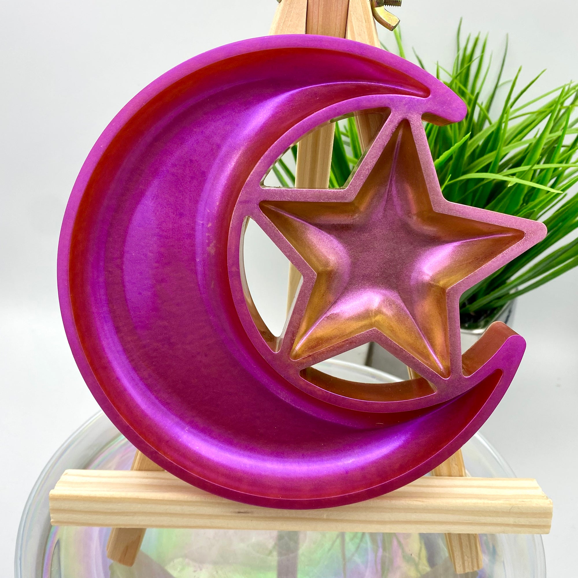 CRESCENT MOON & STAR TRAY / DISH / BOWL - PINK