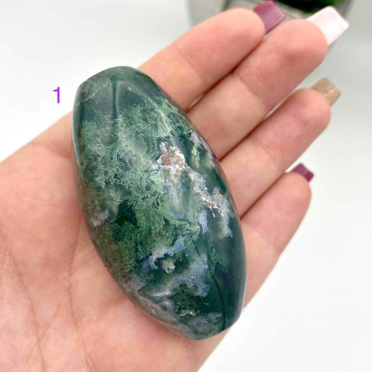 Moss Agate Palm Stones