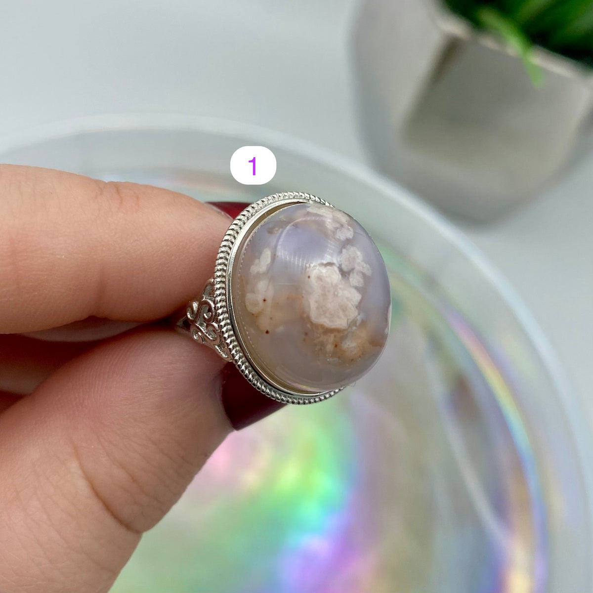 Flower Agate Rings