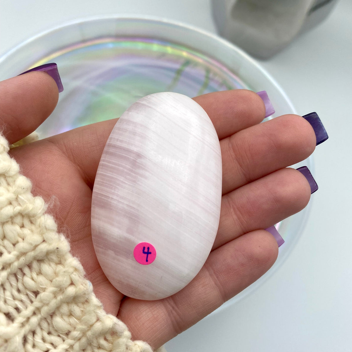 Pink Mangano Calcite Palm Stones