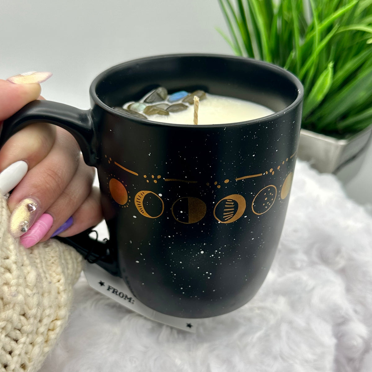 Moon Phase COFFEE MUG Crystal CANDLE