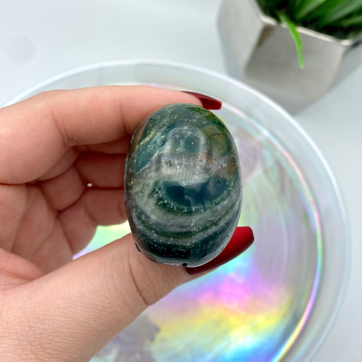 Moss Agate Skull #1