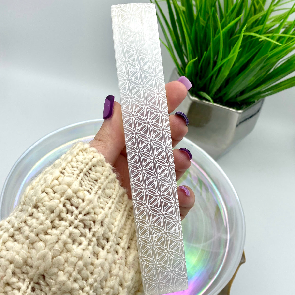 Satin Spar / Selenite Charging Ruler