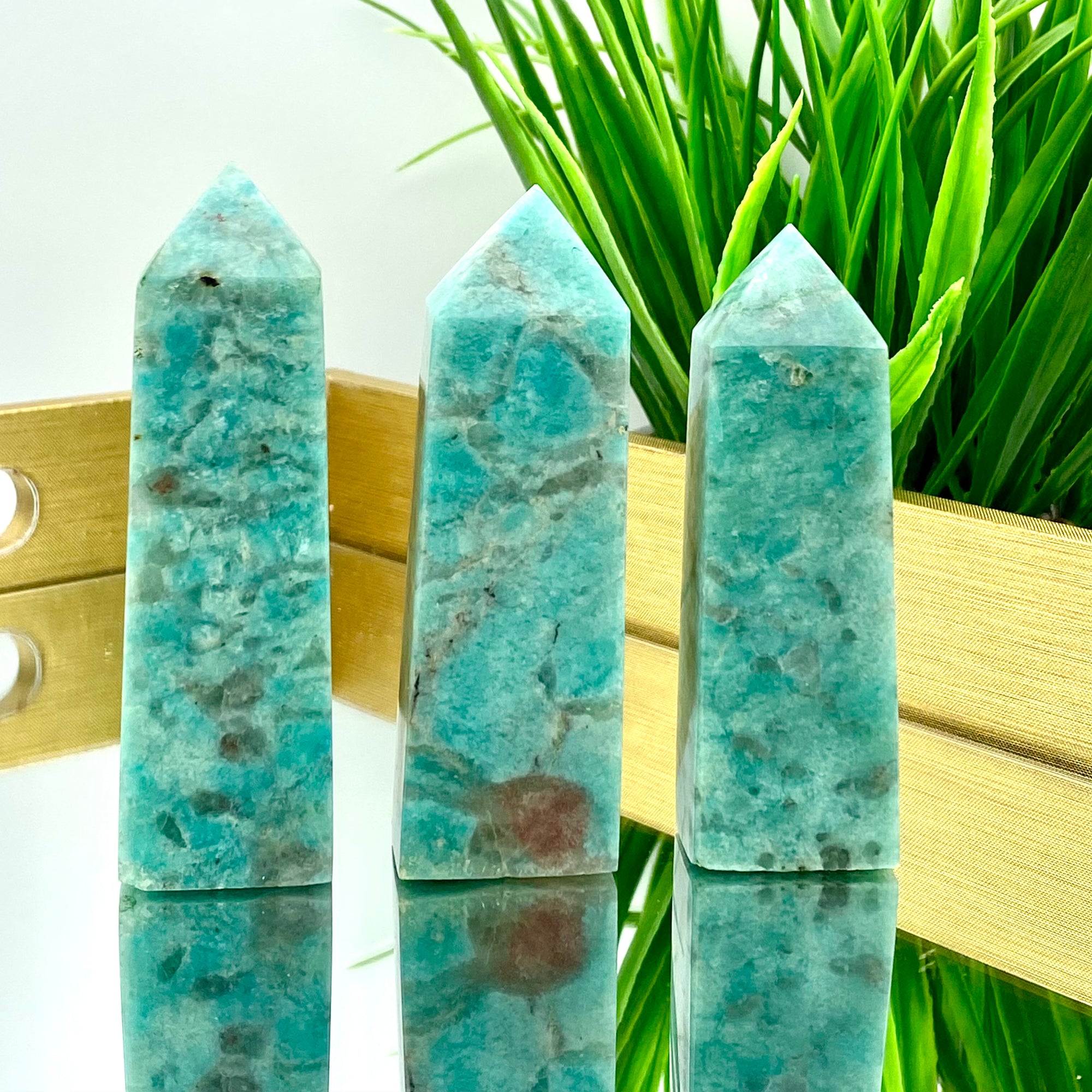 Amazonite w/ Smokey Quartz Towers