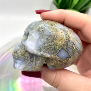 Moss Agate Skull