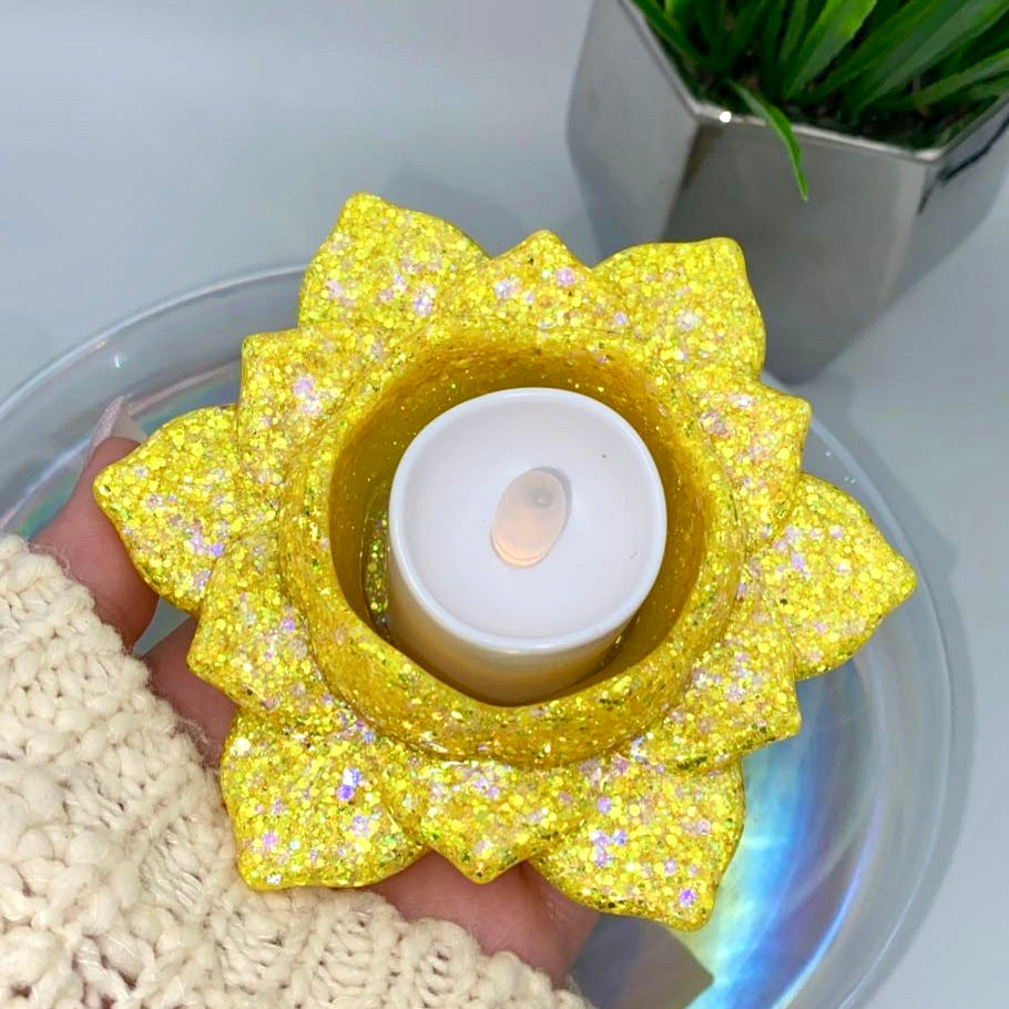 LOTUS CANDLE HOLDER / TRINKET DISH - YELLOW