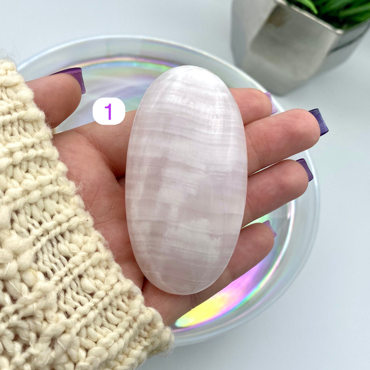 Pink Mangano Calcite Palm Stones