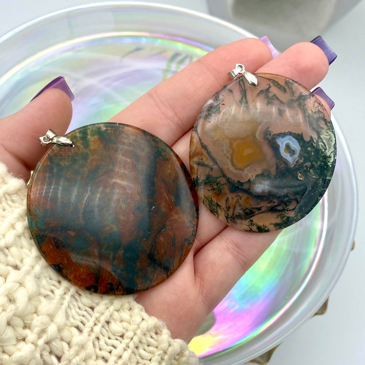 Moss Agate Large Round Necklace