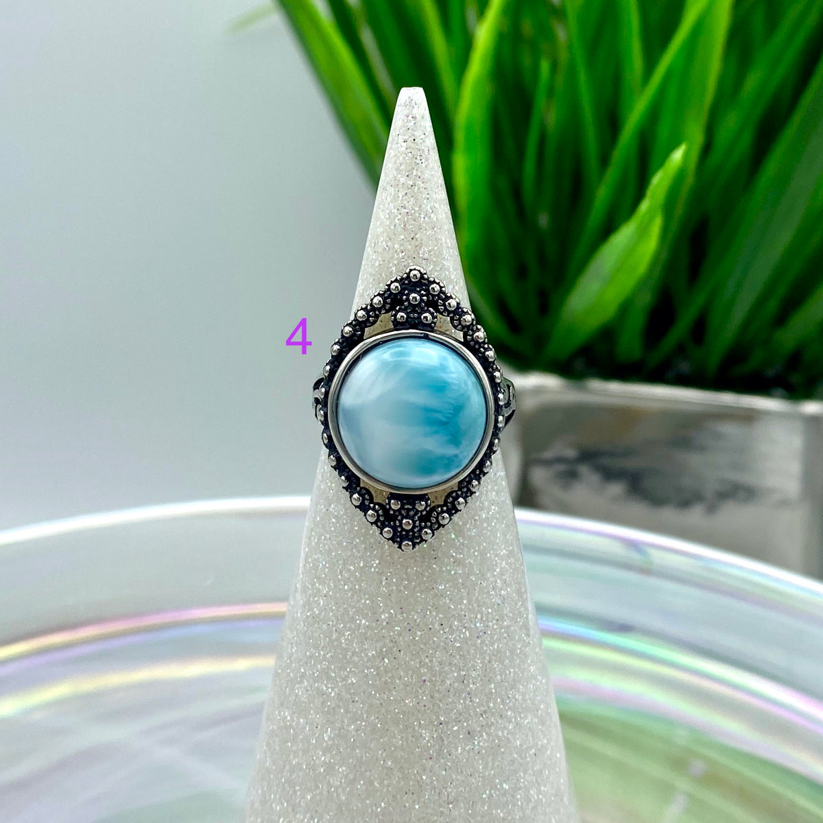 Larimar Diamond Style Rings