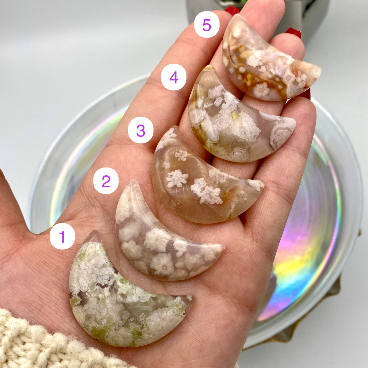 Flower Agate Moons