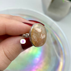 Flower Agate Rings