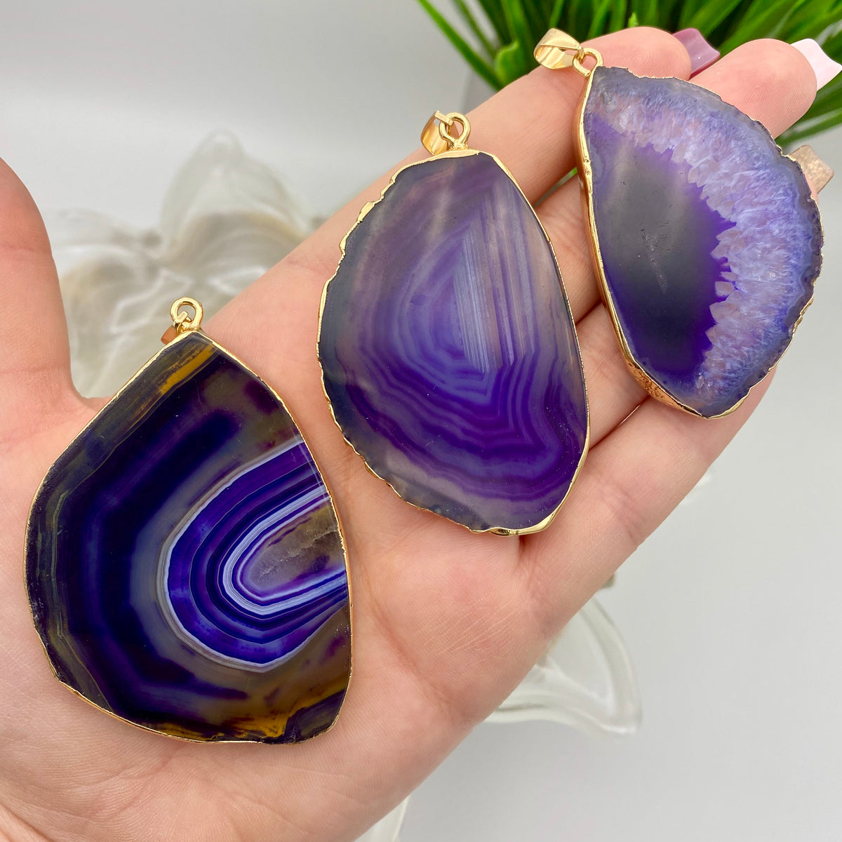 Purple Dyed Agate Necklace