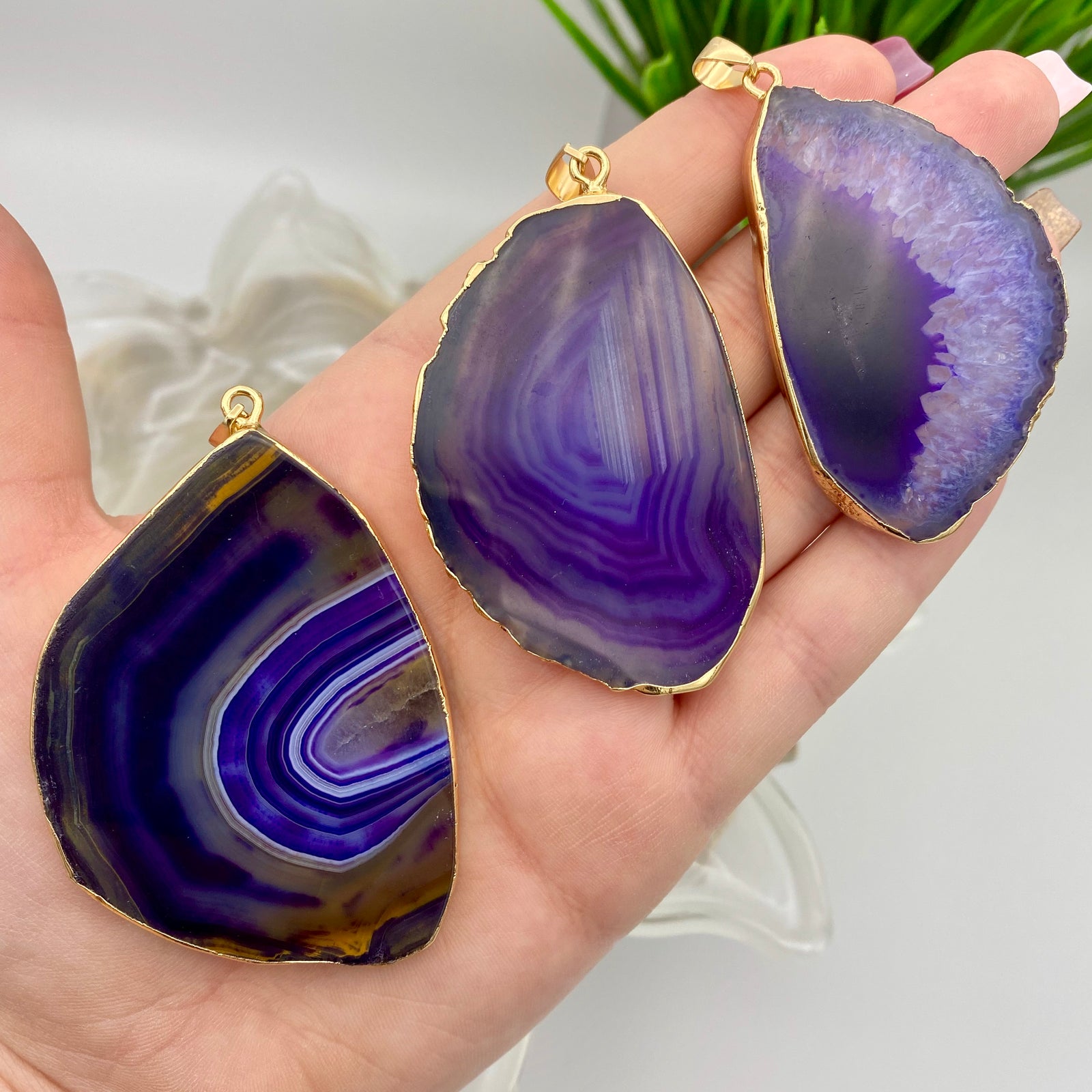 Purple Dyed Agate Necklace