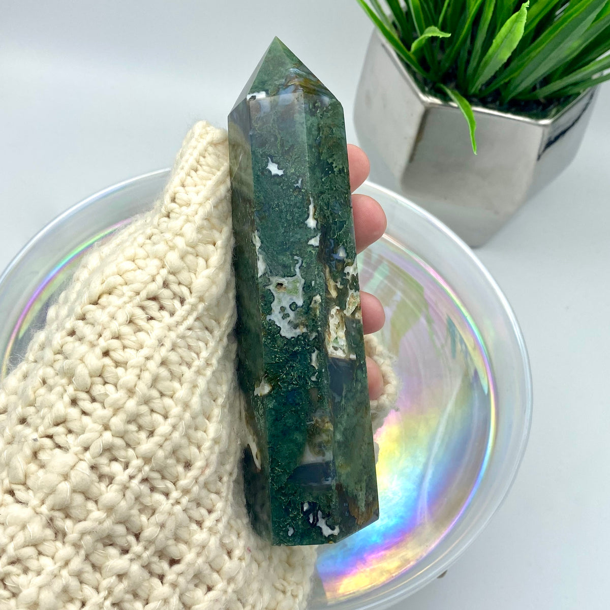 Moss Agate Large Tower #4