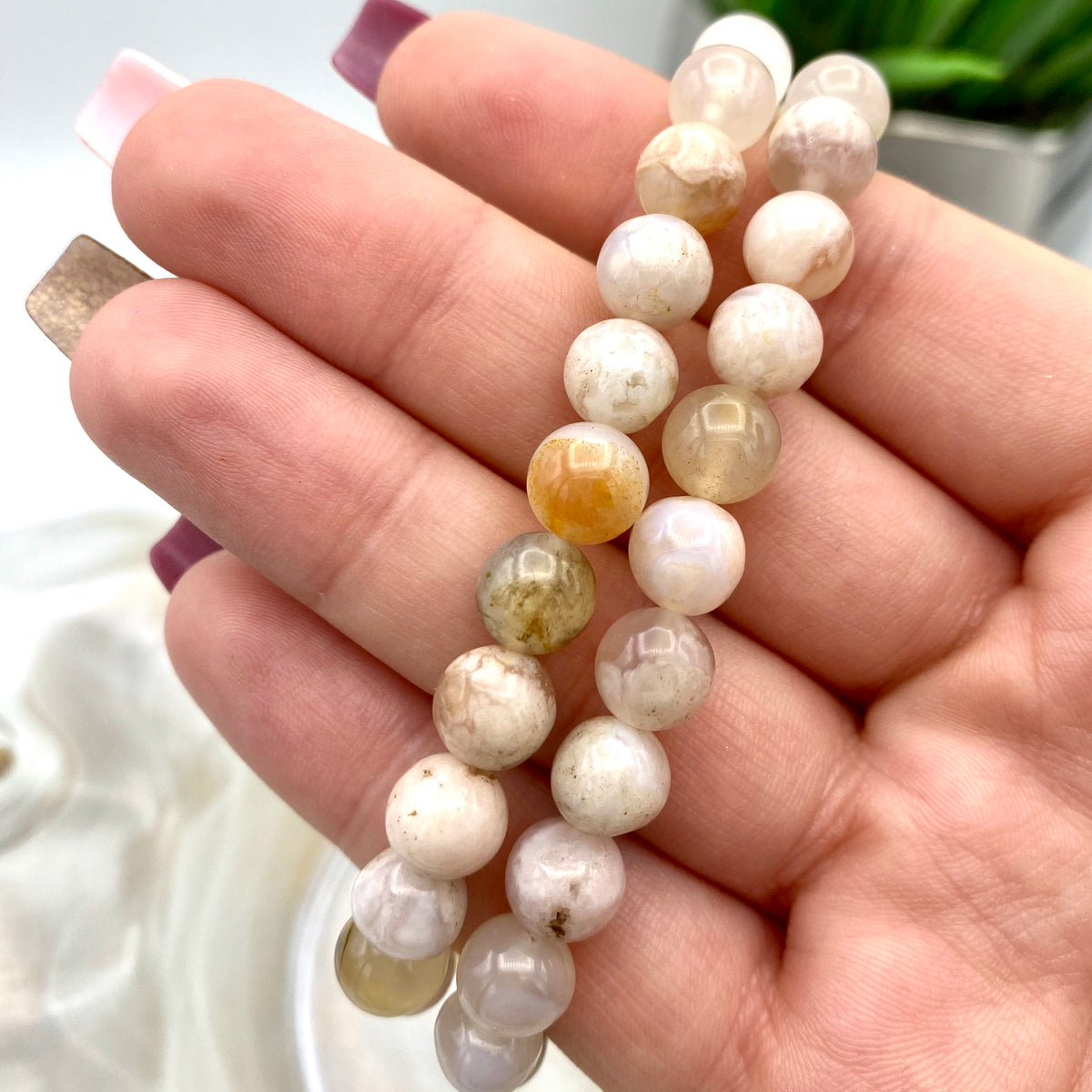 Flower Agate Bracelet - 8mm