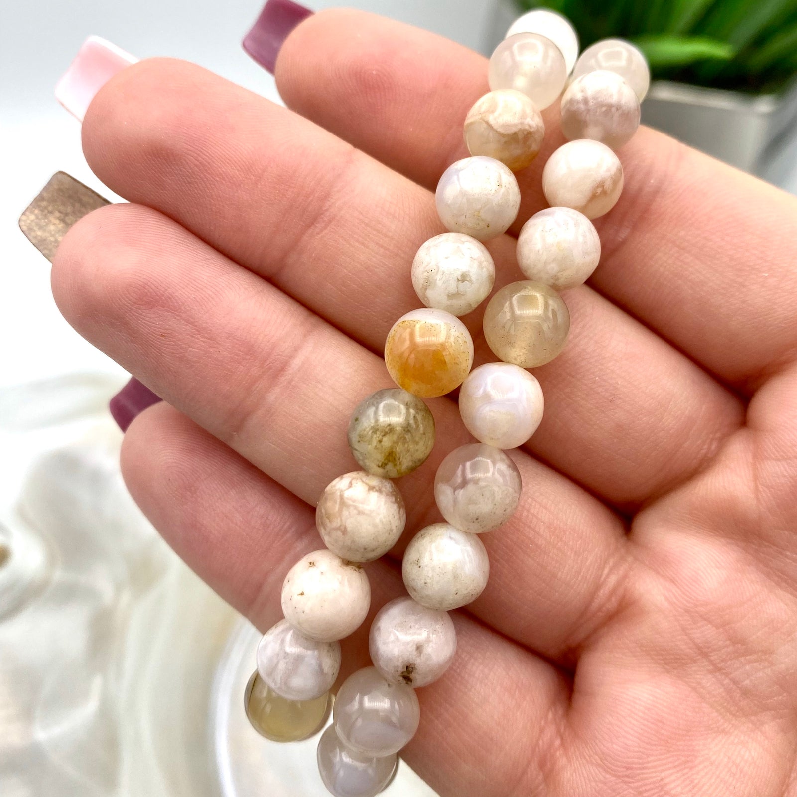 Flower Agate Bracelet - 8mm
