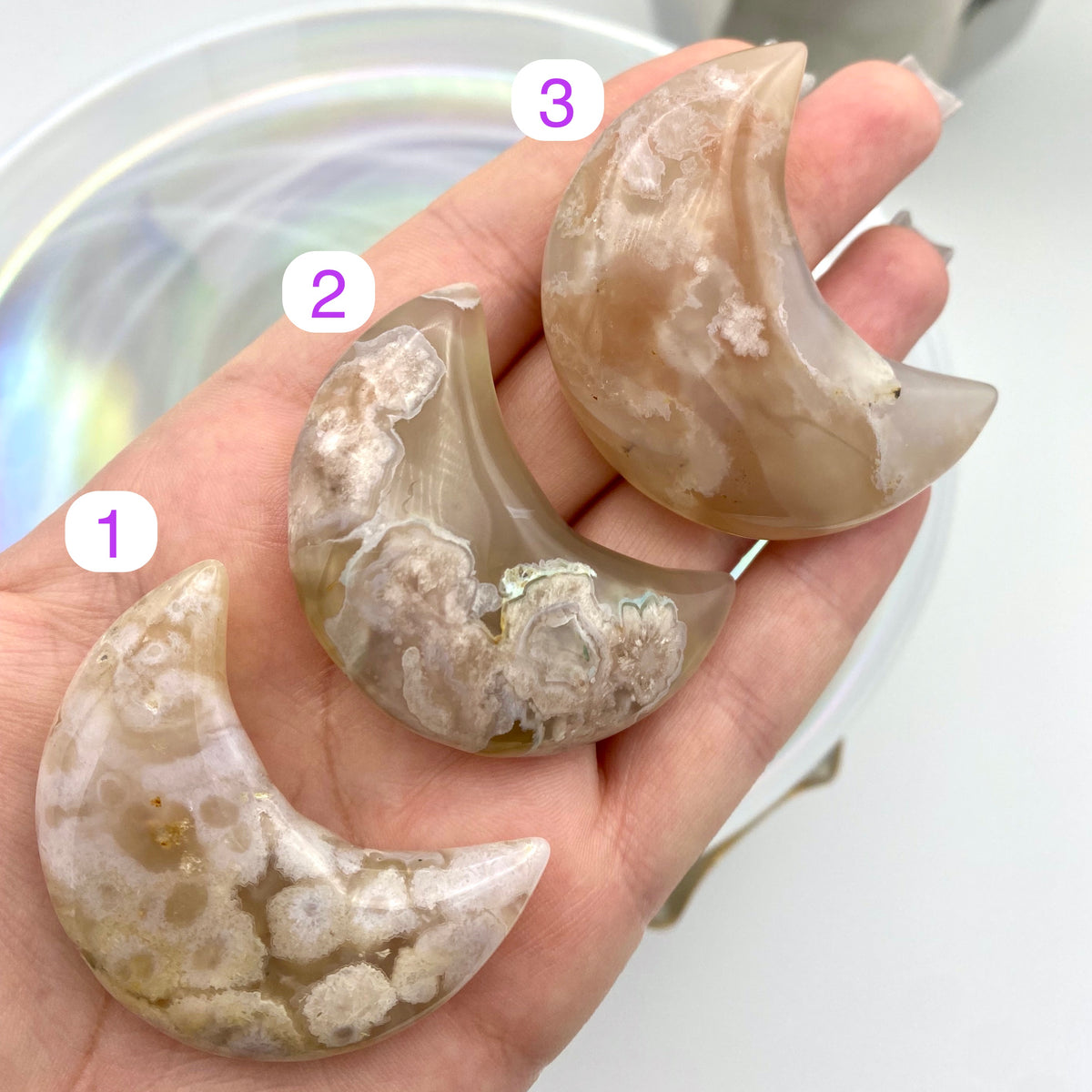 Flower Agate Moons