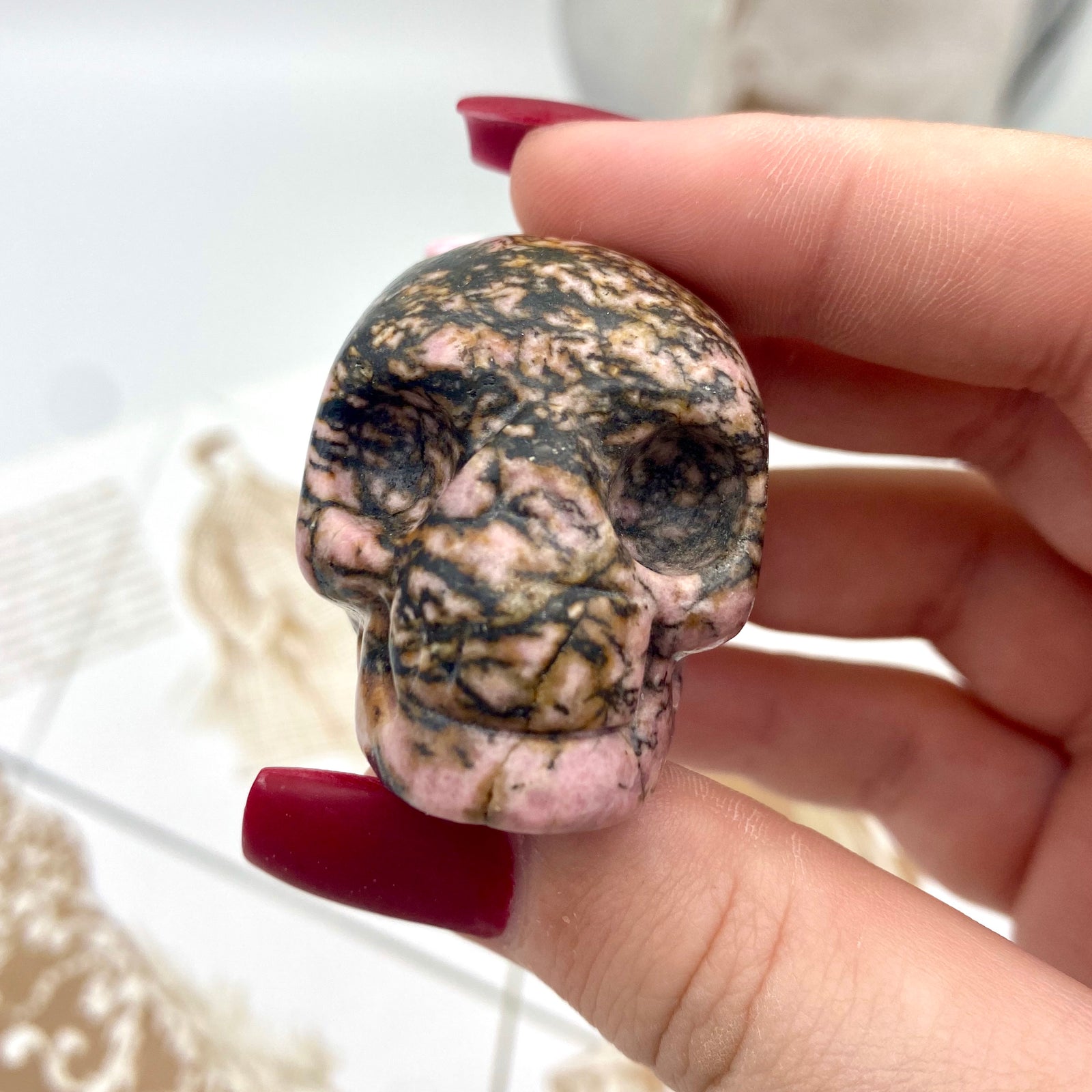 Rhodonite Skull