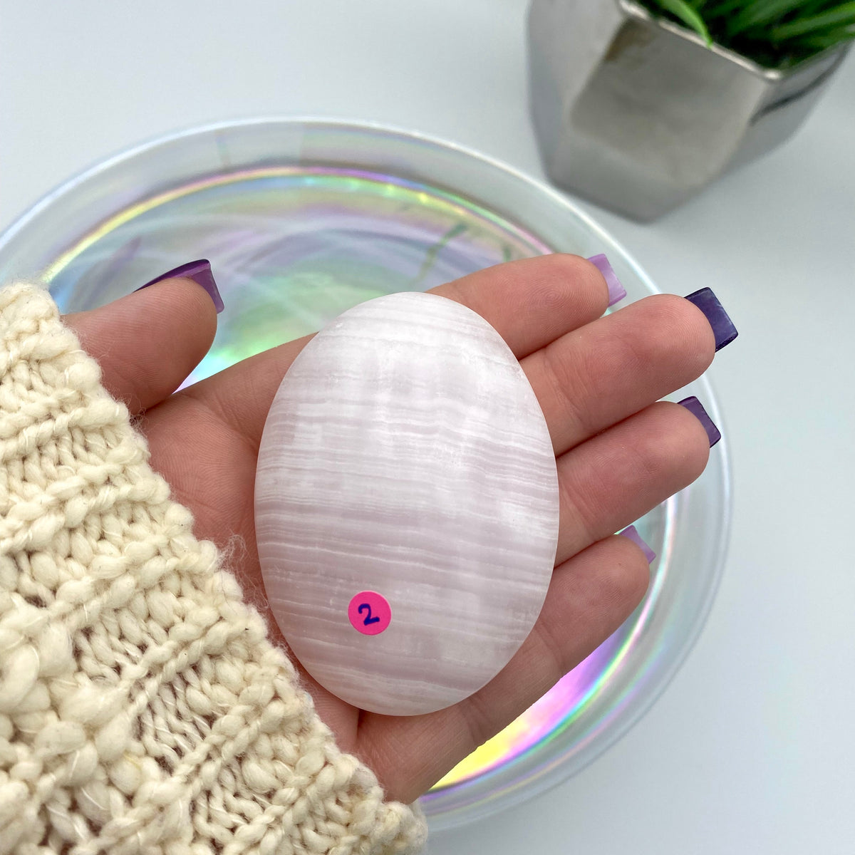 Pink Mangano Calcite Palm Stones